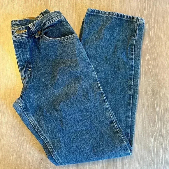 Vintage Lee Riders Straight Leg Jeans Men's Tag 30x32 Actual 28 × 32 Blue Denim - Picture 1 of 10